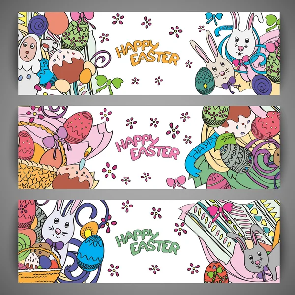 Set of creative multi colour banners for Happy Easter — Stock Photo, Image