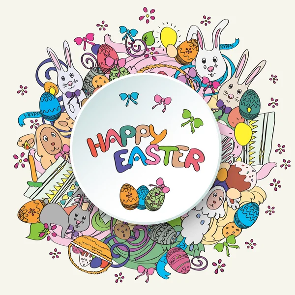 Colorful happy easter greeting card in — Stock Photo, Image