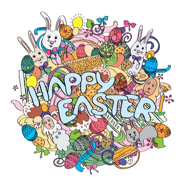 Feliz Páscoa ilustração colorida isolado no fundo branco — Fotografia de Stock