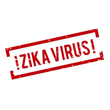 Kırmızı ve beyaz Zika virüs damgası.