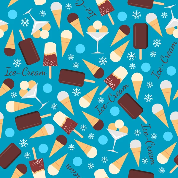 Seamless pattern with ice creams isolated on blue background — Stock Photo, Image
