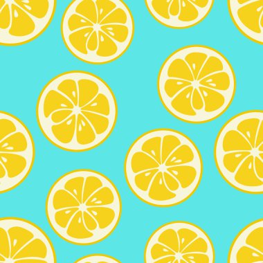 Cute seamless pattern with yellow lemon slices