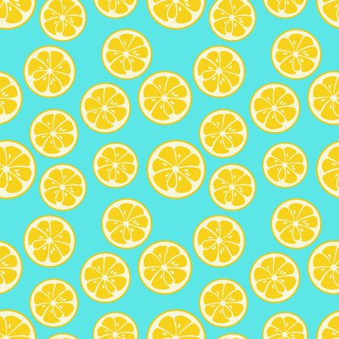 Cute seamless pattern with yellow lemon slices