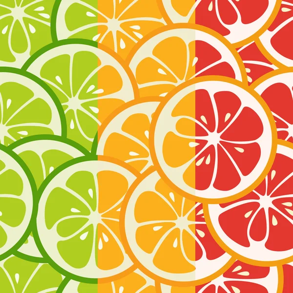 Striped seamless pattern with lime, orange and grapefruit — Stok fotoğraf