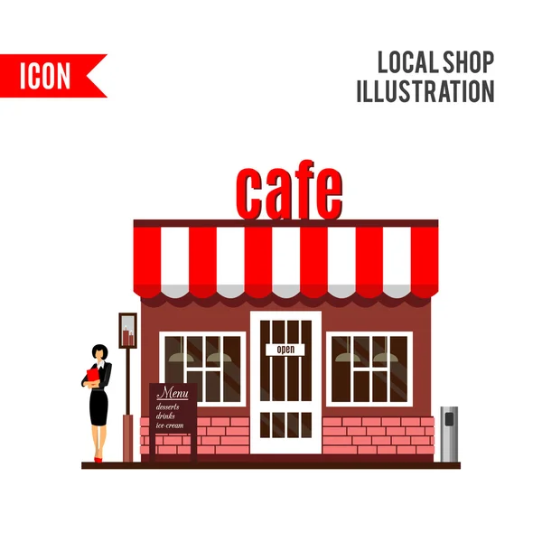 Restaurante o cafetería ilustración en estilo plano . — Foto de Stock