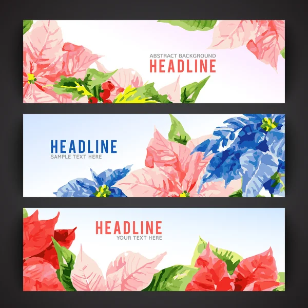 Set of banner templates with beauty flowers — Stockfoto