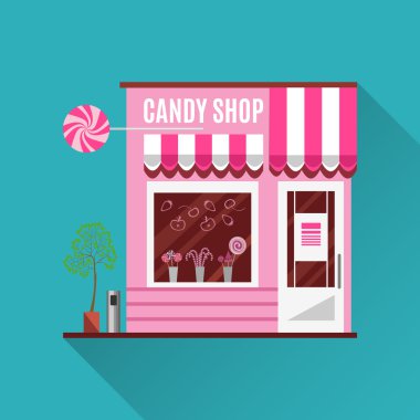 Candy shop bir pembe renkte. Düz tasarım