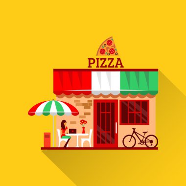 pizza restoran önünde teras ile