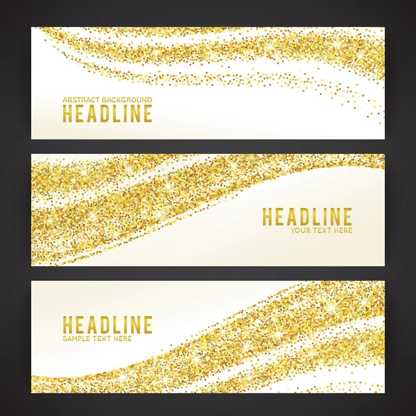 Conjunto de banners com tema de confete dourado . — Fotografia de Stock