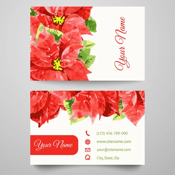 Set of business card templates with beauty flowers — 图库照片