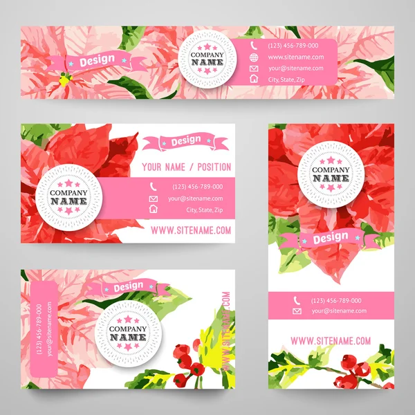 Set of corporate identity templates with beauty flowers — Stock Photo, Image