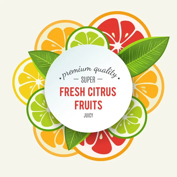 Банер зі стилізованими цитрусовими фруктами та бризками — стокове фото