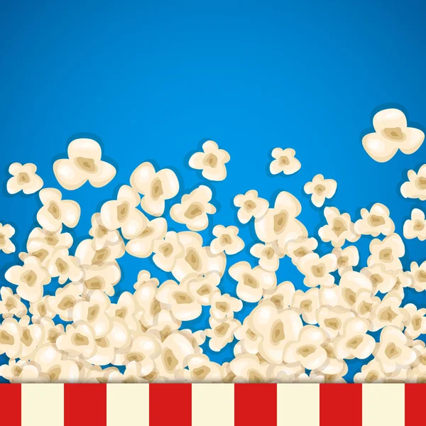 Popcorn mucchio per film si trova su sfondo blu . — Vettoriale Stock