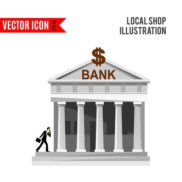 Bank detailed flat design icon — Stock Vector