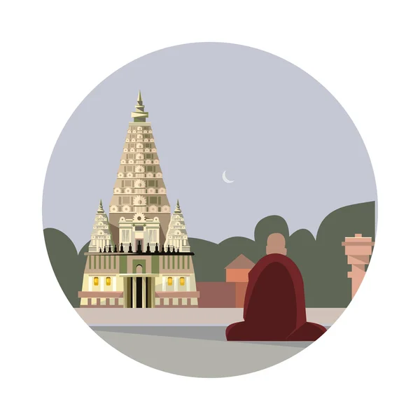 Templo del icono mahabodhi — Archivo Imágenes Vectoriales