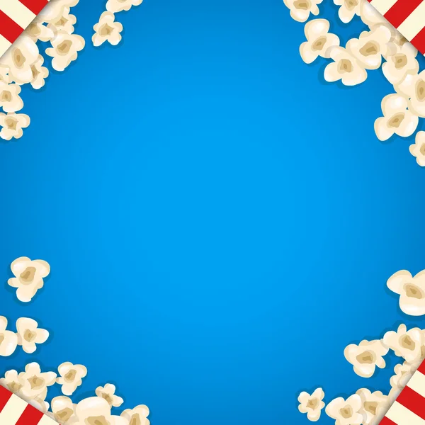 Popcorn mucchio per film si trova su sfondo blu . — Vettoriale Stock