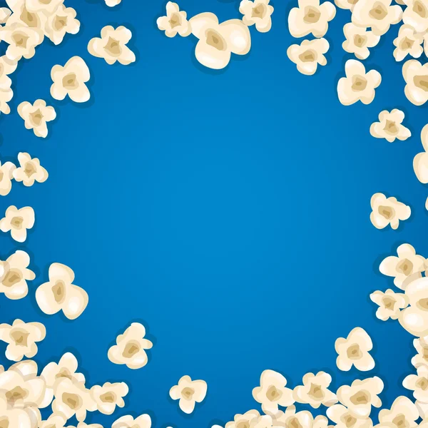 Montón de palomitas de maíz para la película se encuentra en el fondo azul . — Archivo Imágenes Vectoriales