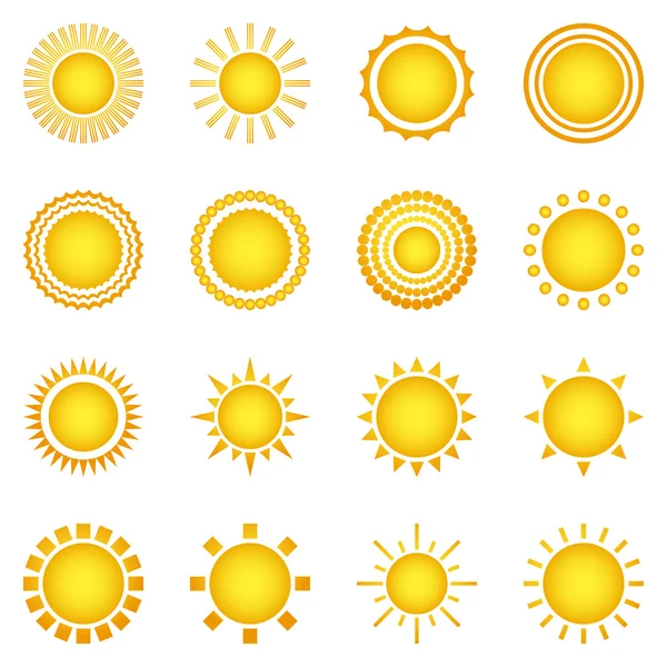 Conjunto de ícones de sol isolados no fundo branco — Fotografia de Stock