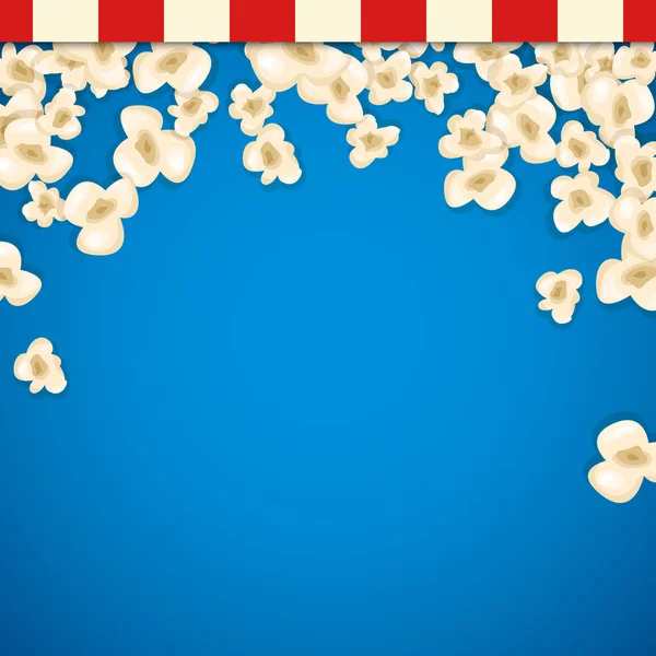 Popcorn mucchio per film si trova su sfondo blu . — Vettoriale Stock