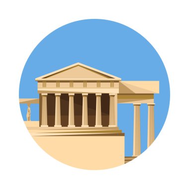 Beyaz arka plan üzerinde izole Yunan parthenon simgesi