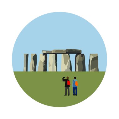 Beyaz arka planda yalıtılmış Stonehenge simgesi.
