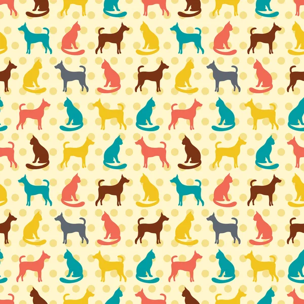 Djur sömlösa mönster av katt och hund silhuetter. — Stockfoto
