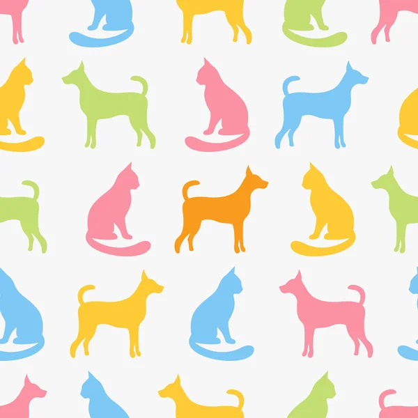 Animal seamless pattern of cat and dog silhouettes. — Stock Photo, Image