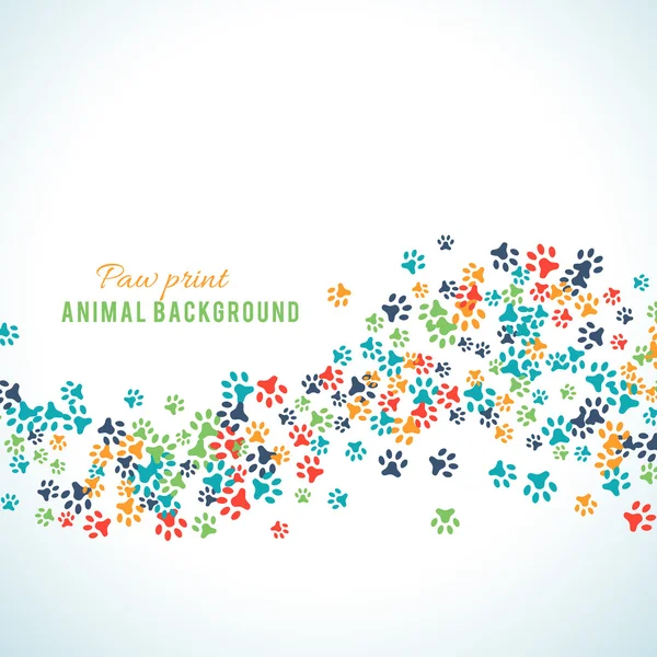 Colorful animal footprint ornament border isolated on white background — Stock Photo, Image
