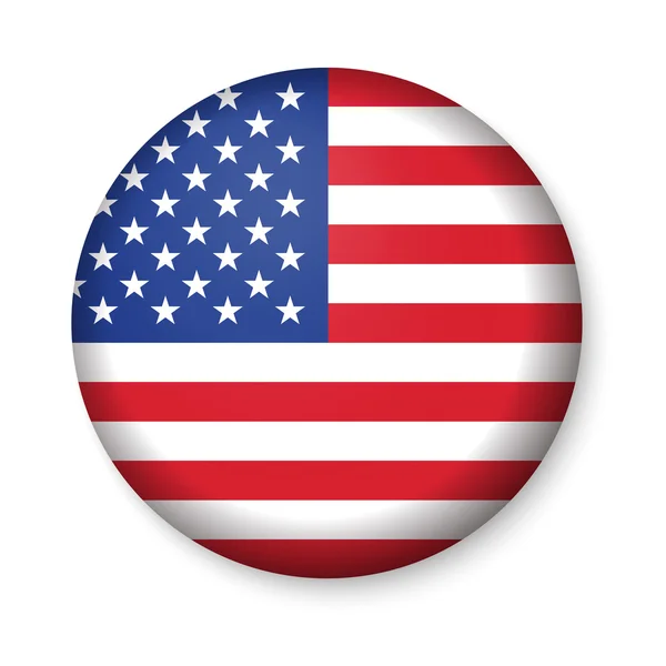 Amerykańską flagę Stanów Zjednoczonych w błyszczący okrągły przycisk z ikoną. — Wektor stockowy