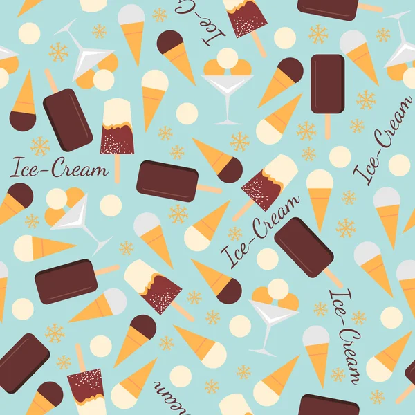 Seamless pattern with ice creams isolated on blue background — Stock Vector