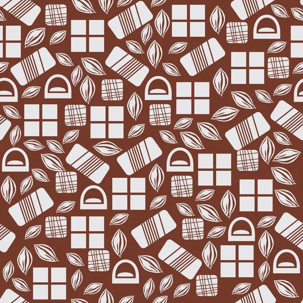 Seamless pattern with chocolate sweets isolated on brown background — Stock Vector