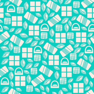 Çikolatalı tatlılar üzerinde mavi arka plan izole ile Seamless Modeli