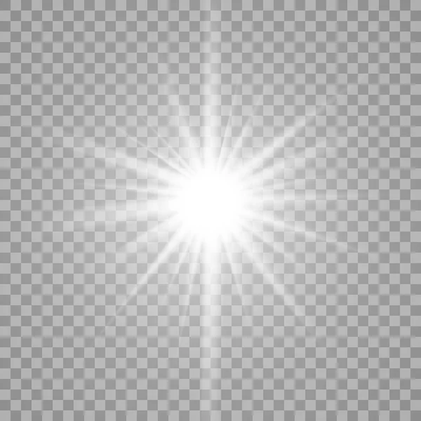 Λευκό φως πυράκτωσης σκάσει σε διαφανές φόντο. — Διανυσματικό Αρχείο
