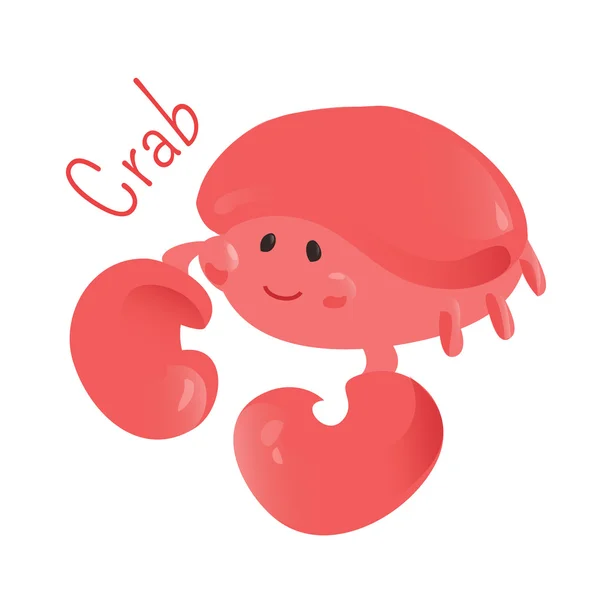 Crabe isolé. Animaux marins. Sticker pour enfants . — Image vectorielle