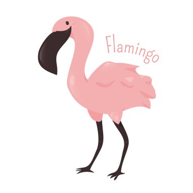 Flamingo izole. Eğlenceli çocuk desen simgesi.