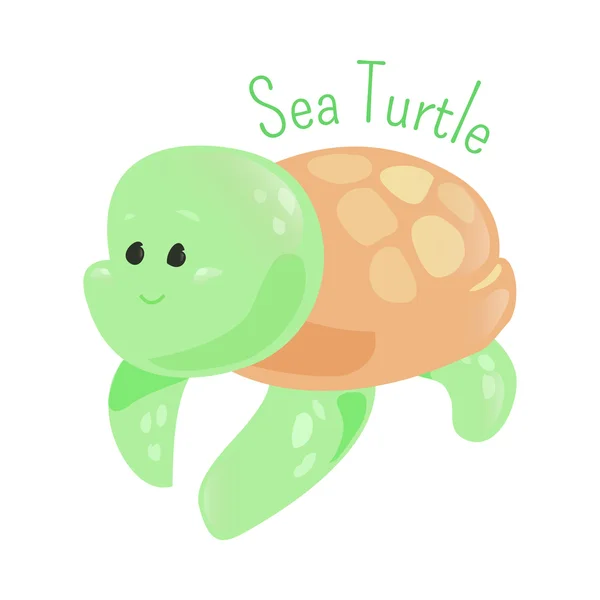 Zeeschildpad geïsoleerd. Zeedieren. Sticker voor kinderen. — Stockvector