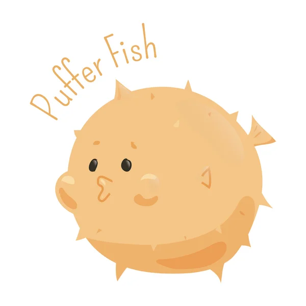 Рыба фугу. Детская иконка . — стоковый вектор