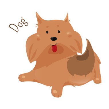 Köpek izole edilmiş. Çocuklar için etiket. Çocuk eğlencesi simgesi.