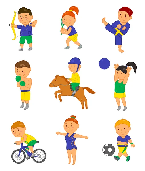 Cartoon sport kinderen. Vector illustratie voor 2016 Brazilië Olympisch spel — Stockvector