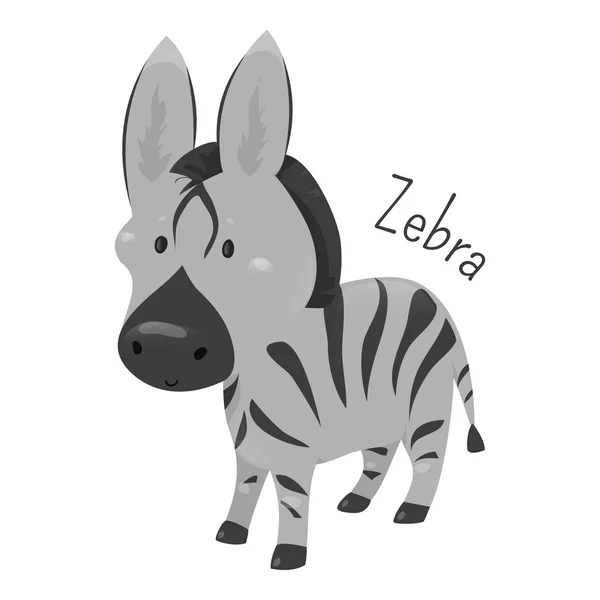 Zebra isolata. Icona del modello divertente bambino . — Vettoriale Stock