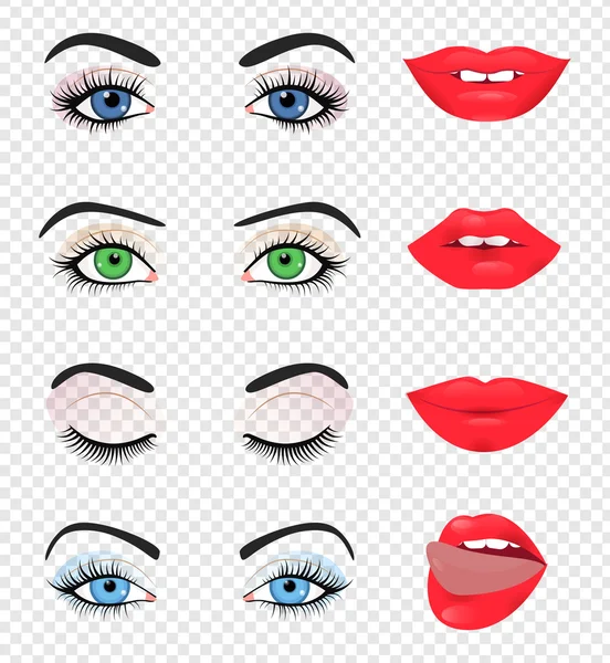 Belleza ojo y labio femenino — Vector de stock