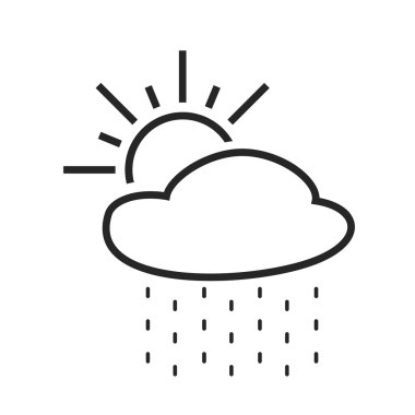 Güneşli yağmur. Hafif veya dağınık duş. Hava tahmini simgesi.