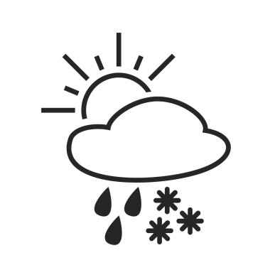 Şiddetli yağmur kar ile. Karla karışık yağmur duş. Hava tahmini simgesi.