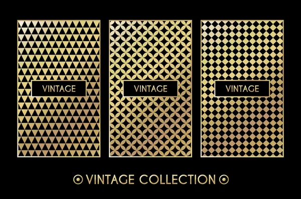 Patrón vintage dorado sobre fondo negro — Archivo Imágenes Vectoriales