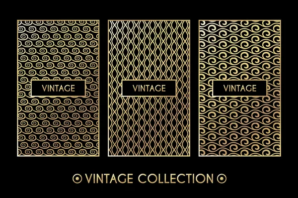 Patrón vintage dorado sobre fondo negro — Archivo Imágenes Vectoriales