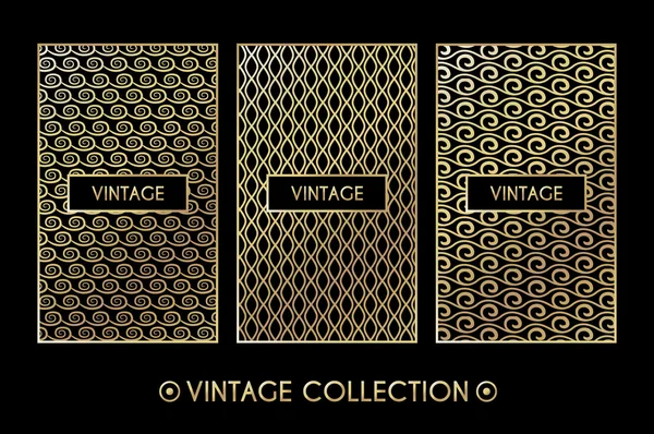 Golden vintage pattern on black background — Stock Vector