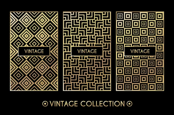 Gouden vintage patroon op zwarte achtergrond — Stockvector