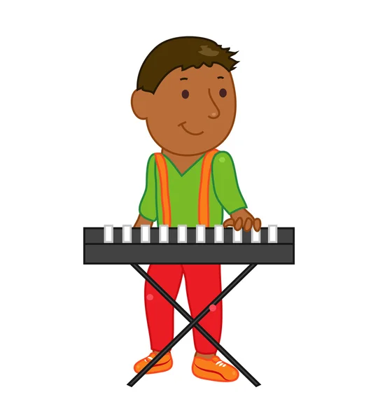 Um miúdo músico dos desenhos animados. Ilustração vetorial para música infantil — Vetor de Stock