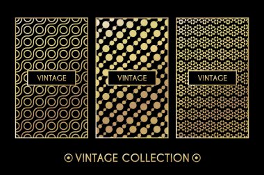 Siyah zemin üzerine altın vintage desen