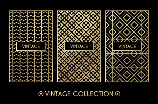 Gouden vintage patroon op zwarte achtergrond — Stockvector